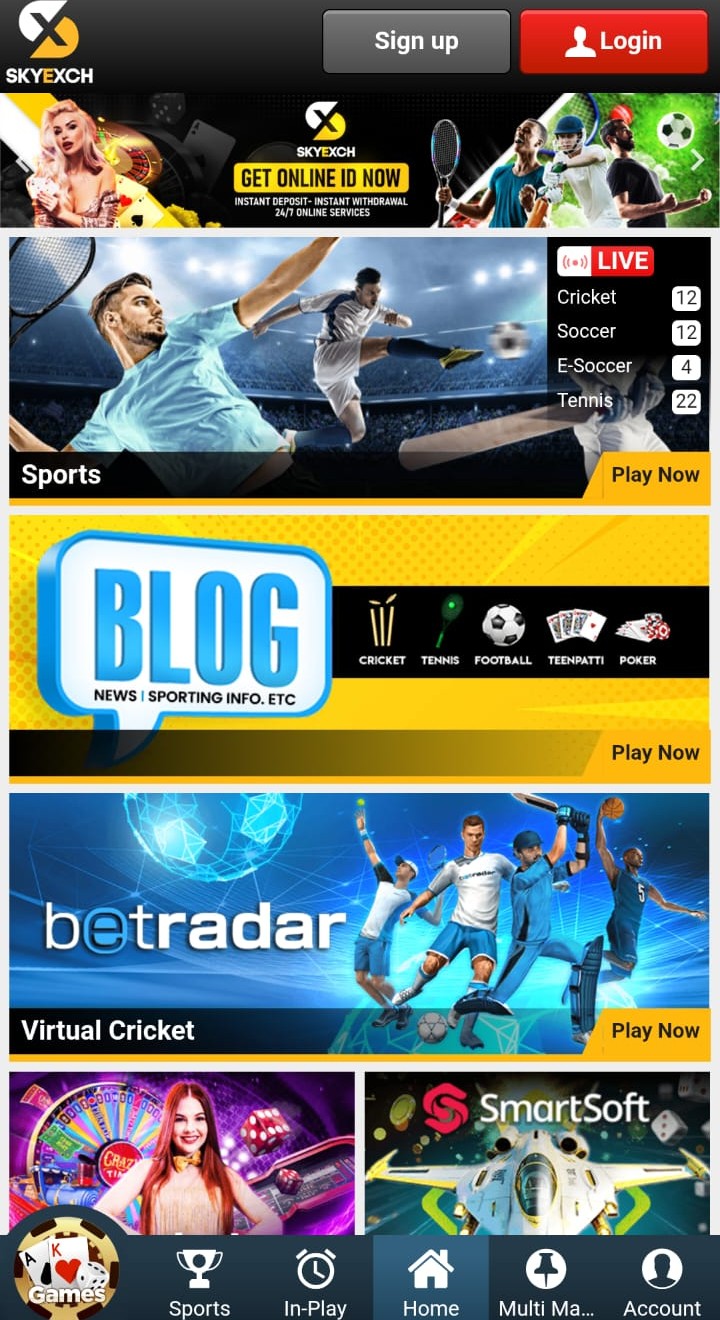 Skyinplay screen